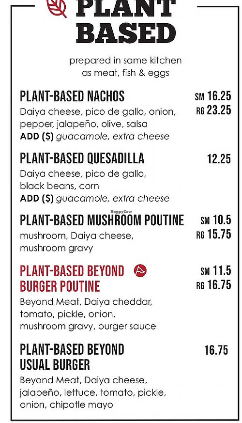 Menu at Leopold's Tavern in Winnipeg