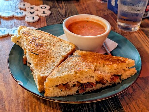 Bruschetta Grilled Cheese with Tomato Basil Soup at High Note Cafe in Boise