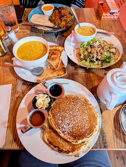 Blueberry Pancakes, Cheddar Veggie Soup, Gyro, Scramble at High Note Cafe in Boise