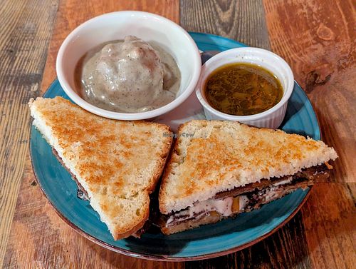 French Dip with Mashed Potatoes and Gravy at High Note Cafe in Boise