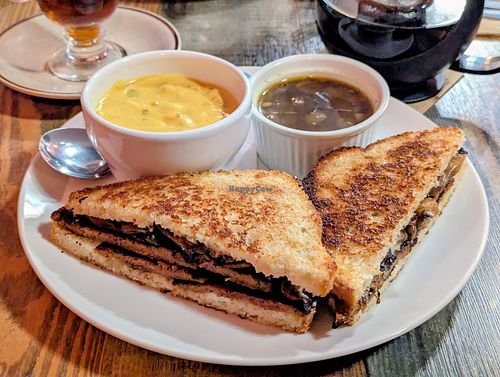 French Dip with Cheddar Veg Soup at High Note Cafe in Boise