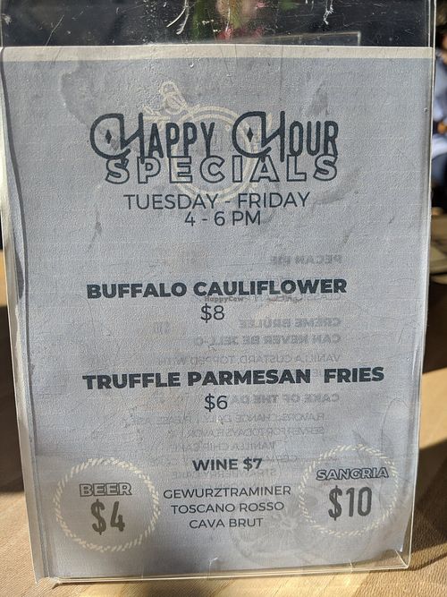 Happy hour menu at Verdine in Houston