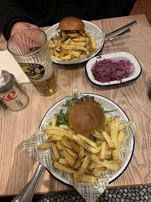 Gf vegan burger, standard vegan burger  at Honest Burgers in Cambridge