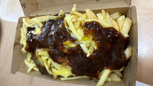 Dirty chips - yummy gravy  at Kevabs in Brunswick