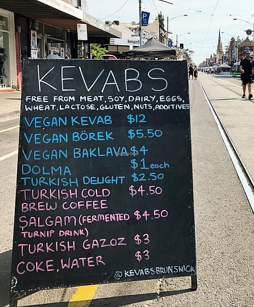Some of the menu  at Kevabs in Brunswick
