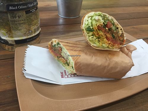 Yummy ‘kevab’ - $13 + $1 extra for each topping (e.g. tabbouleh) - I like the garlic and chilli sauces at Kevabs in Brunswick