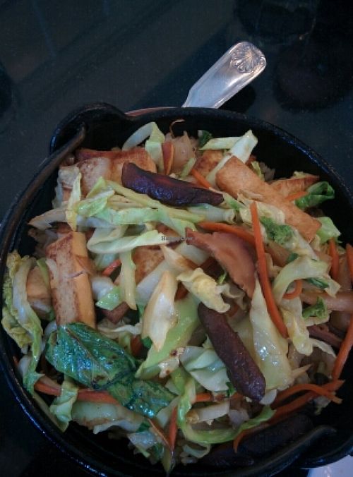 happy crispy rice - comes in a hot pot at Vegetarian House in San Jose