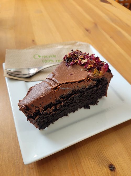 Chocolate cake at Catchacarrot Vegan in Ardfern