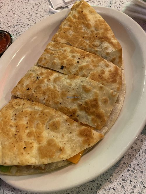 Vegan chicken quesadilla   at The Lindenhurst Diner in Lindenhurst