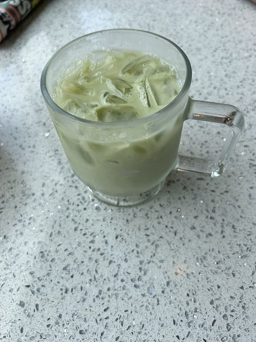 Iced Matcha latte with almond milk  at The Lindenhurst Diner in Lindenhurst