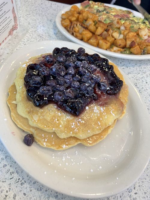 Vegan blueberry pancakes   at The Lindenhurst Diner in Lindenhurst