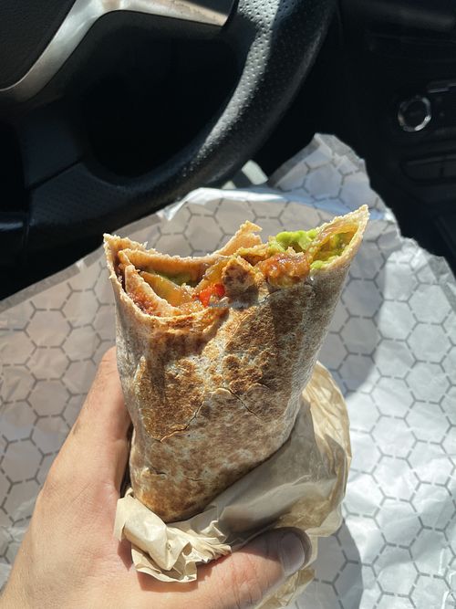 Vegan Spanish breakfast burrito.   at Pressed Cafe in Nashua