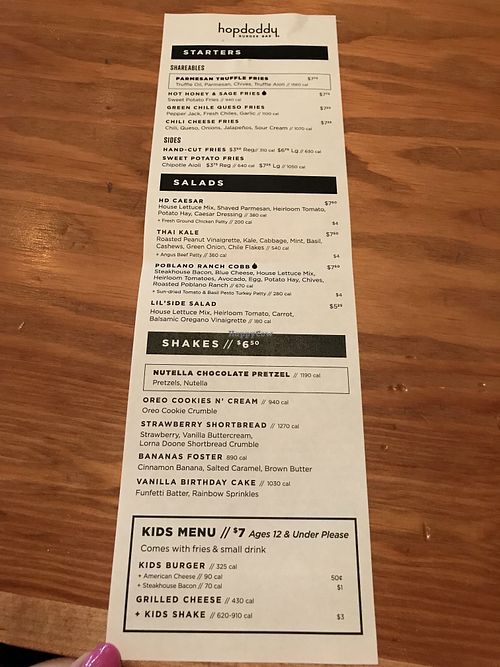 Menu at Hopdoddy Burger Bar in Webster