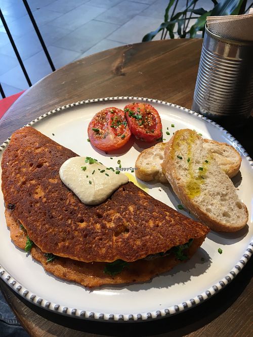 Chickpea omelette  at Eqvilibrivm Cafe in Barcelona