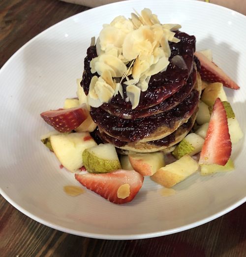 Buckwheat Pancake with fruit at Eqvilibrivm Cafe in Barcelona