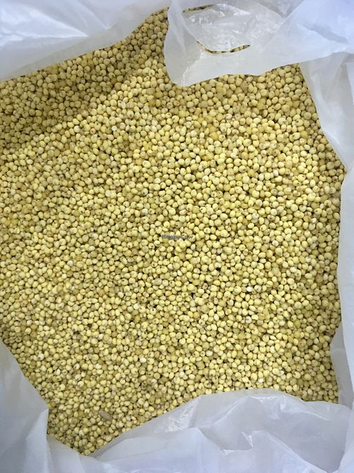 The lady showed us the millet she mixes into the bibimbap rice  at Babiboyak in Jeju