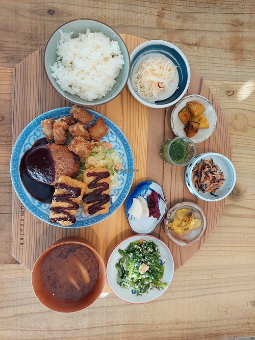 Lunch set 2500 yen at Mumokuteki Vegan Cafe in Kyoto