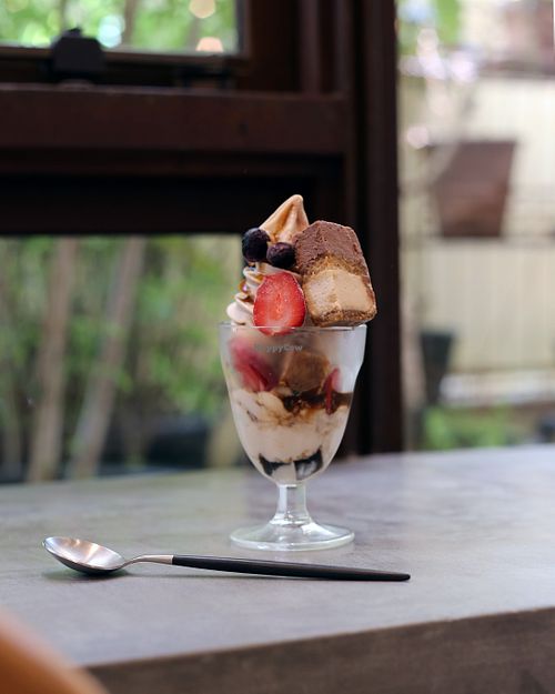 Tiramisu parfait at Mumokuteki Vegan Cafe in Kyoto