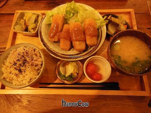Miso katsu plate  at Mumokuteki Vegan Cafe in Kyoto