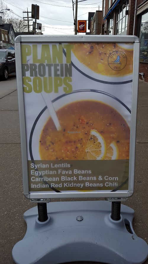 Plant protein soups at Livelihood in Toronto