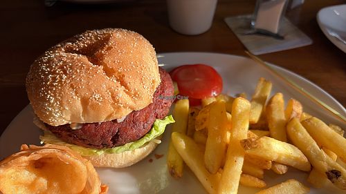 Satay bean burger  at The Teasdale Hotel in Middleton-in-teesdale