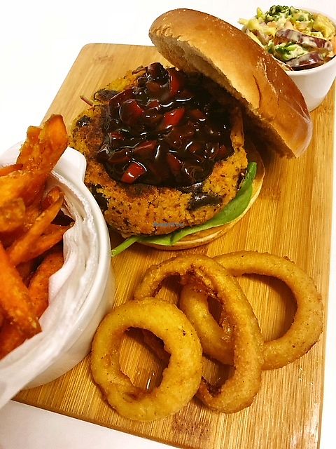 Veggie Burger with Vegan Coleslaw at The Teasdale Hotel in Middleton-in-teesdale