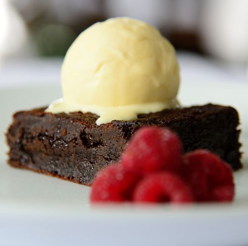 Vegan Chocolate Cake with Vegan Ice Cream at The Teasdale Hotel in Middleton-in-teesdale