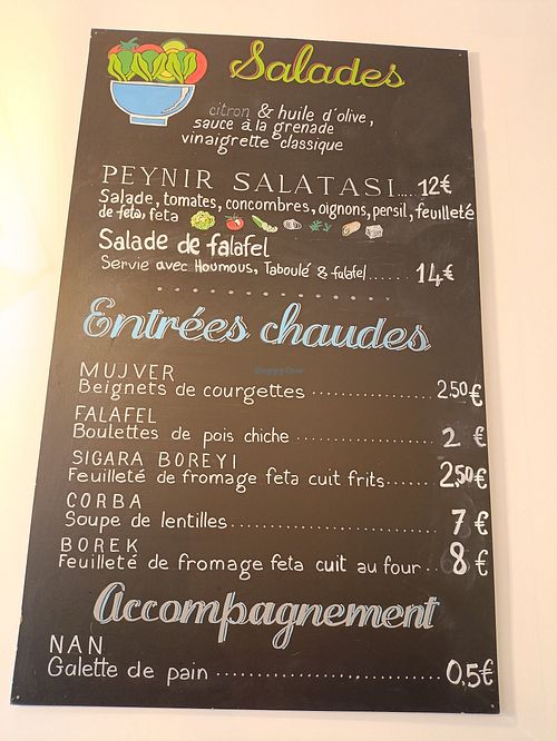 Menu at Chez Funda in Paris
