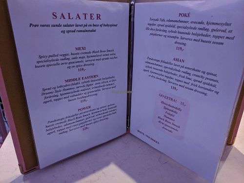 Menu at Dreamy in Copenhagen