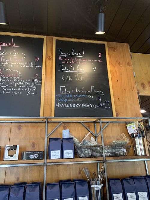  Menu featuring vegan options clearly marked  at Plank Coffee in Healdsburg