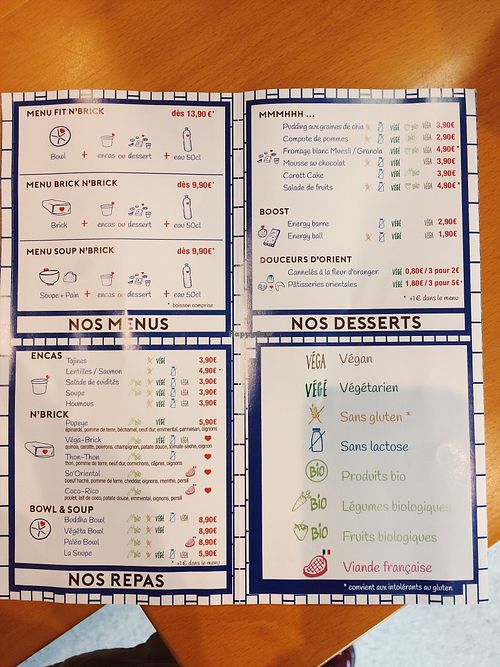 Menu at Brick N' Brick in Strasbourg