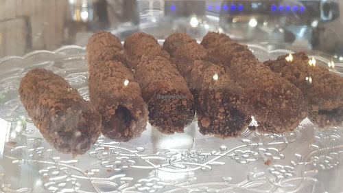 Chocolate vegan wafer rolls at Sotiris Bakery in Bristol