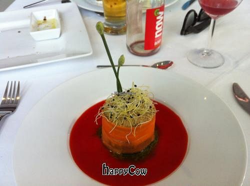 Mediterranean raw quiche made with fennel, mushrooms, pine nut cream and olive and thyme crust at La Mano Verde in Berlin