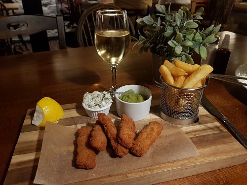 Vegan goujons, super yummy! at The Kings Arms in Pentyrch