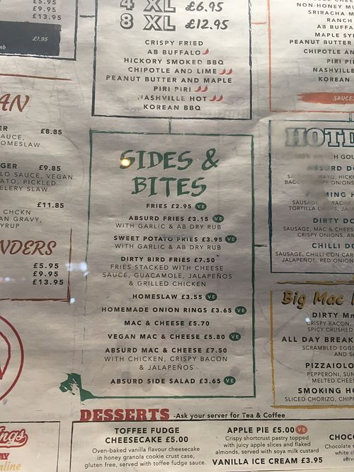 sides at Absurd Bird in East London