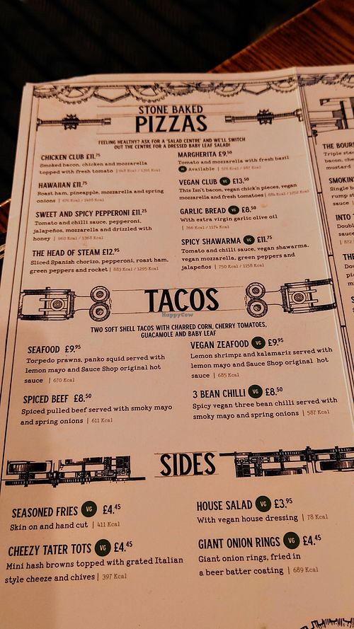 Lots of vegan options (all marked with "VG") - go before 9 pm on weekdays at The Head of Steam in Cardiff