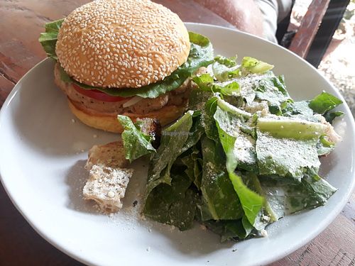 Burger at Roots Cafe in Siem Reap