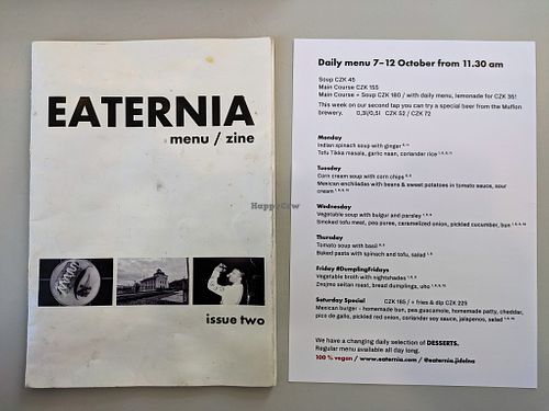 Page of Menu and Zine at Eaternia at Eaternia in Prague