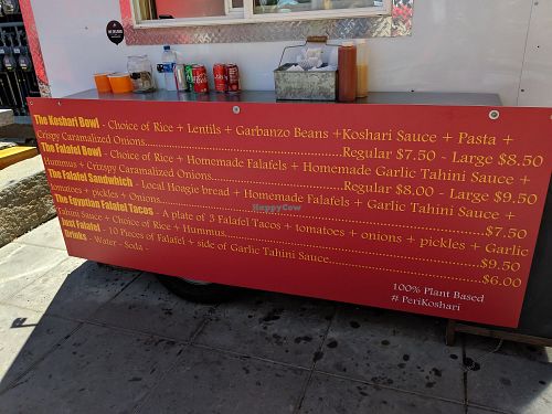 Menu at Peri Koshari in Portland