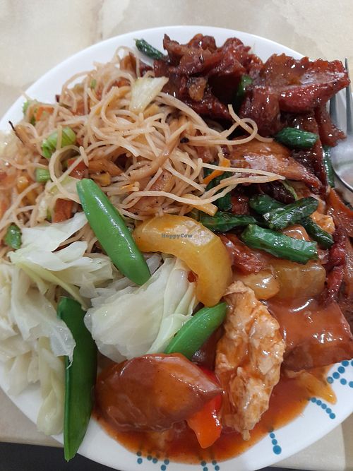 Large vegan 3 choices and rice or noodle $19 at Chai Vegetarian Cuisine in Hobart