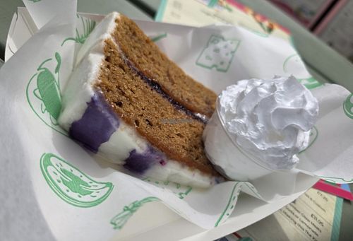 Vegan Banana and blueberry cake with vegan cream  at Pilot House in Cymru