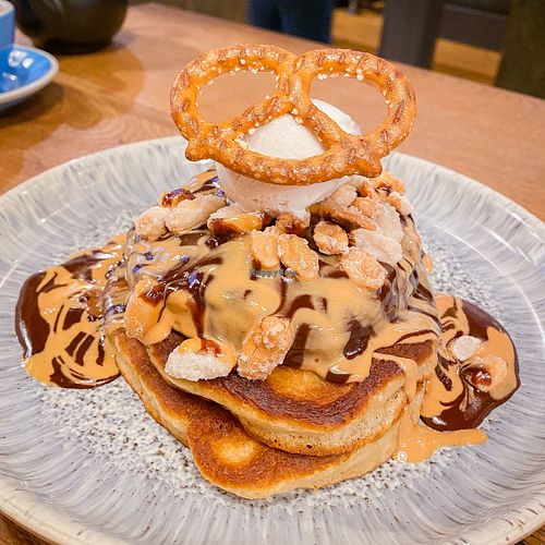 vegan peanut butter chocolate pancakes at Alabama's All American Eatery in Manchester