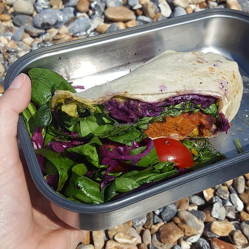 Half of the falafel wrap (take away) at Nelson Coffee Co in Eastbourne