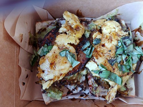 Avo opened face egg sandwhich at The Vegan Butcher in Allentown