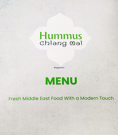 Menu cover at Hummus Chiang Mai in Chiang Mai