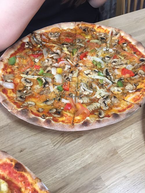 Pizza with different veggies at Pizza Bageriet in Gothenburg