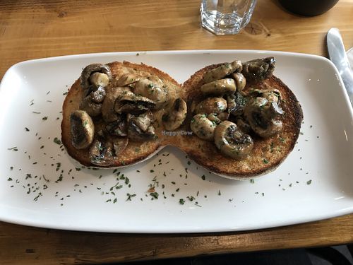 Garlic mushrooms on toast (vegan) at Cafe Ca'Dora in Tarbert