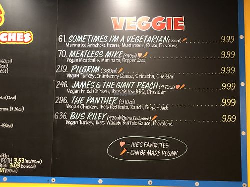 The vegetarian menu in Chino at Ike's in Chino