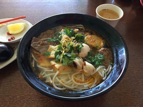 Spicy Hue Soup (Bún Bò Huế): $13.50 at Vegan 365 in Coburg