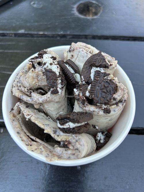 Oat milk base with cookie dough and Oreos…so good!   at Rolled Mountain Creamery - Riverside Dr in Reno